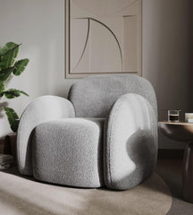 Adam Boucle Teddy Accent Chair in Cream and Grey