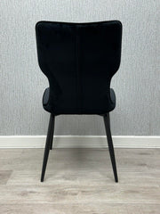 Windsor Winged Velvet Dining Chair Black Legs