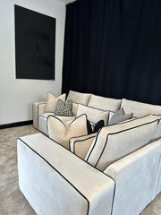 Sloane Merino 2-Tone Modular Sofa | Custom Contrast Piping | Velvet & Linen Options