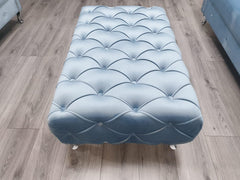 Rectangular Velvet Chesterfield upholstered footstool Metal feet