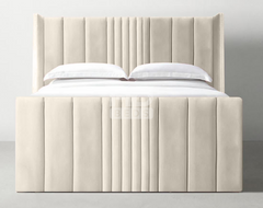 Romana slim wing back paneled tall headboard bed frame optional gas lift storage