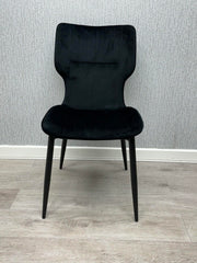 Windsor Winged Velvet Dining Chair Black Legs