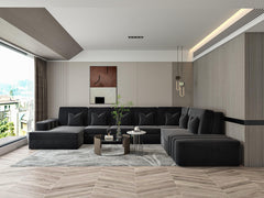 Amelia Linear U Shape Fabric Sofa Detachable Footstool