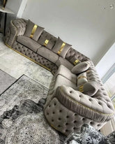 Ambassador Chesterfield Sofa – Plush Velvet Sofa with Gold or Silver Trim