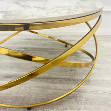 Spiro Coffee Table Polar Sintered Stone top Gold base