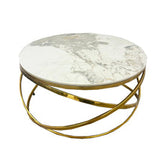 Spiro Coffee Table Polar Sintered Stone top Gold base