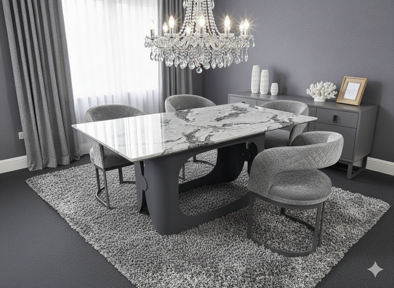 Lina Grey Marble Dining Table – 180cm