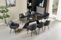 Chicago Extending Ceramic Dining Table – 180–260cm Black & Gold