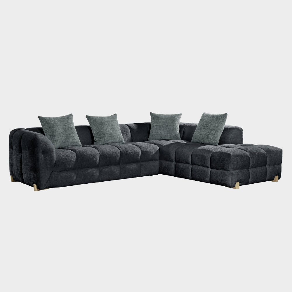 Genoa Right hand Corner Bubble Sofa Beige and Charcoal