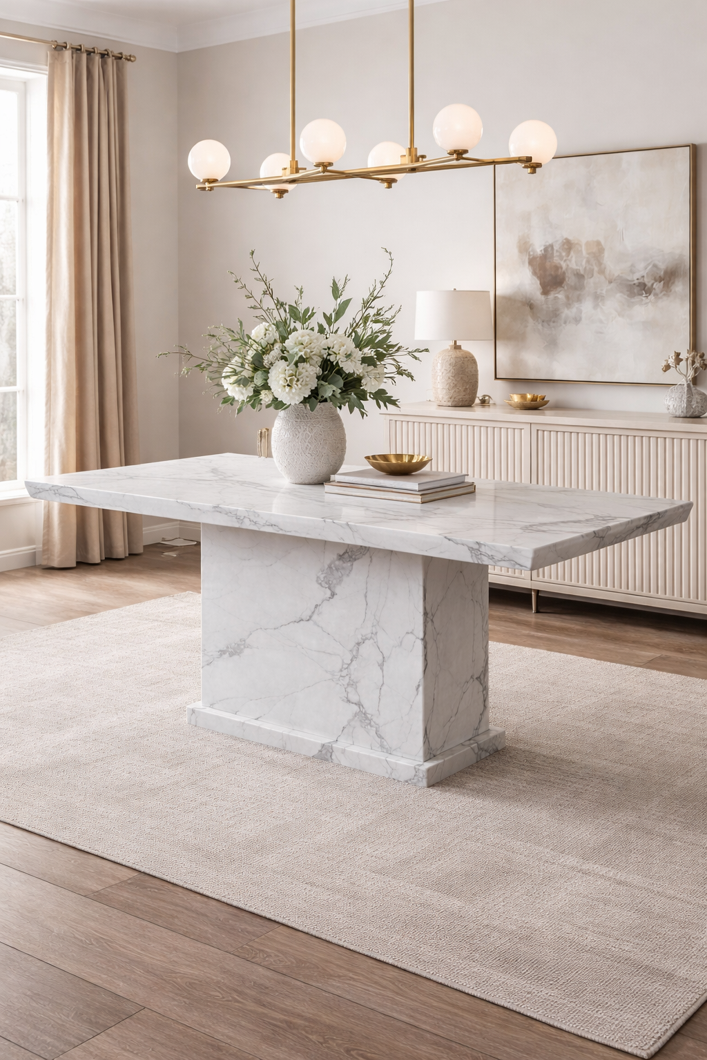 MB White Marble Dining Table (1.5m) – image 1