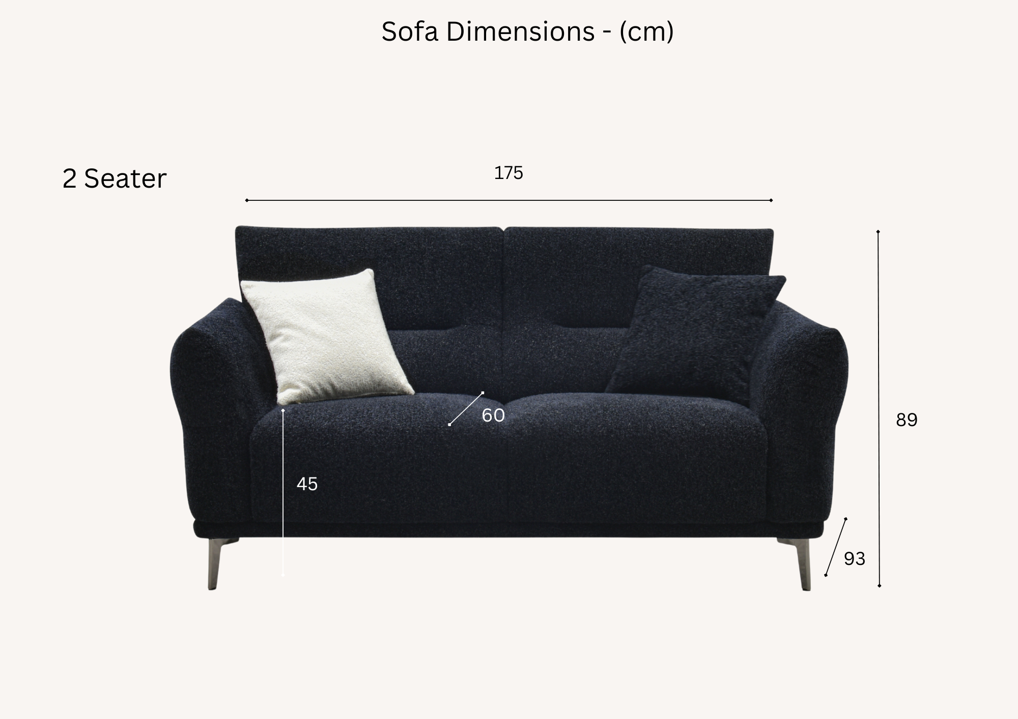 Aluxo Albany Sofa  Black Lux Boucle Fabric