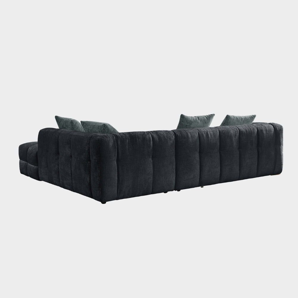 Genoa Right hand Corner Bubble Sofa Beige and Charcoal