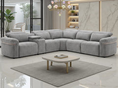 Bicester Electric Recliner Sofa Large Corner Beige Grey Cupholders lights USB