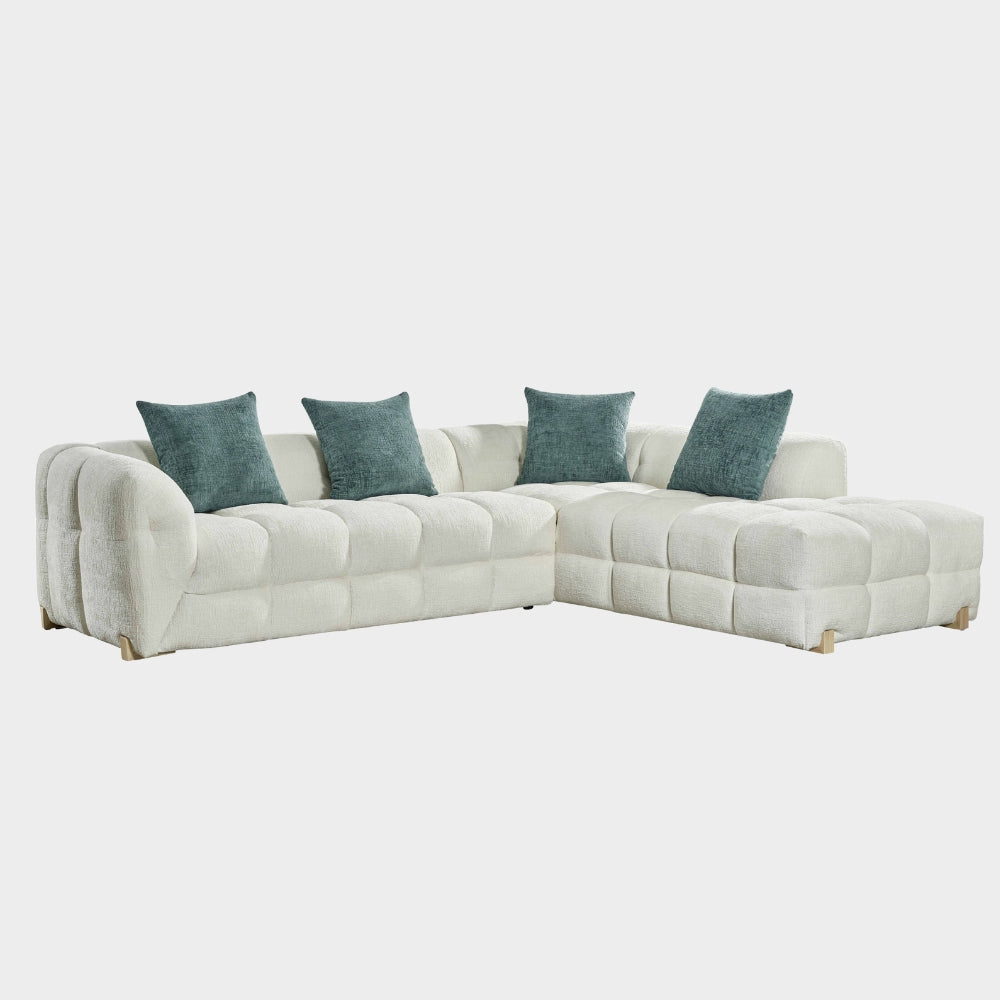 Genoa Right hand Corner Bubble Sofa Beige and Charcoal