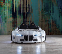 BMW Style Car Bed Single Blue White and Red