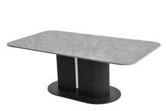 Sydney Grey Ceramic Effect Dining Table with Fluted Pedestal Base