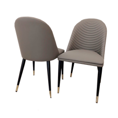 Alba Leather Dining Chair Grey, Tan and Khaki - Estelle Decor