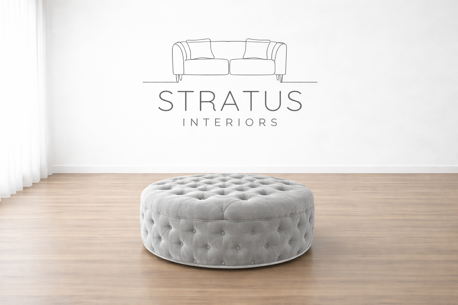Ambassador  foot stool cream plush- stratus interiors