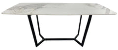 Jessica Ceramic White Fixed Top Dining Table Black Base