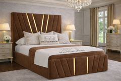 Victor Gold Accent Upholstered Velvet bed frame Optional Gas lift Storage