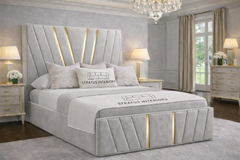 Victor Gold Accent Upholstered Velvet bed frame Optional Gas lift Storage