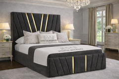 Victor Gold Accent Upholstered Velvet bed frame Optional Gas lift Storage