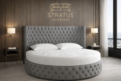 Globe Round  Velvet Chesterfield Bed with Round Mattress