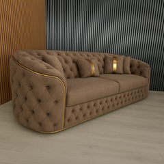 Ambassador Chesterfield Sofa with Gold or Silver Trim