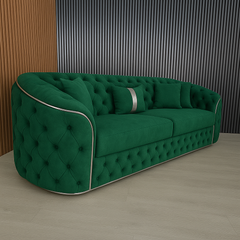 Ambassador Chesterfield Sofa with Gold or Silver Trim