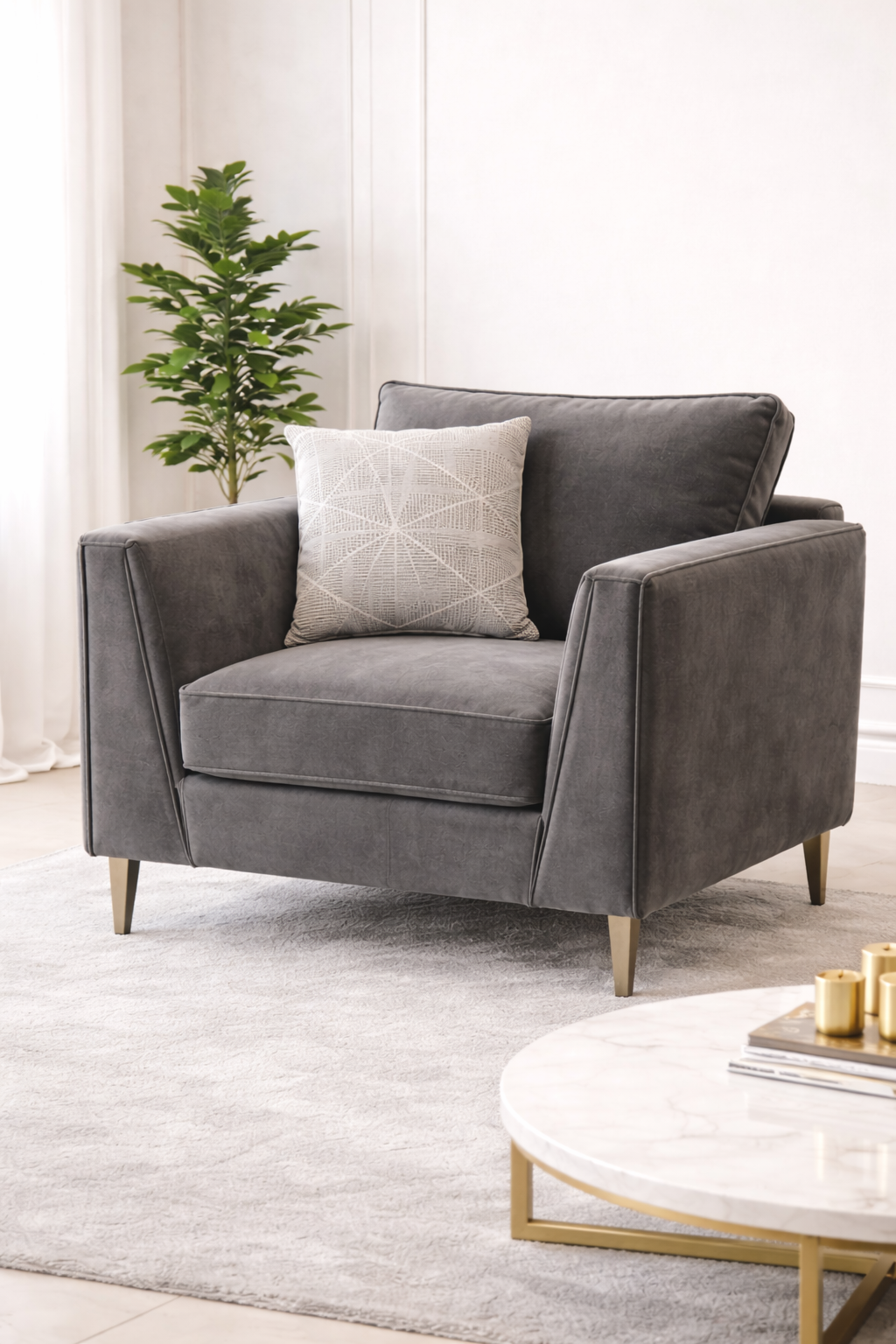 Elaine Velvet Fullback Elegant sofa – Luxury Modern Upholstered Couch with Gold Legs