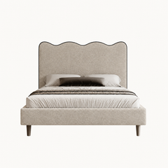 Waverly Scalloped Bed – Mocha Chenille with Optional Ottoman Storage