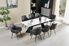 Chicago Extendable Ceramic Top Dining Table Black & Gold Cream and Gold