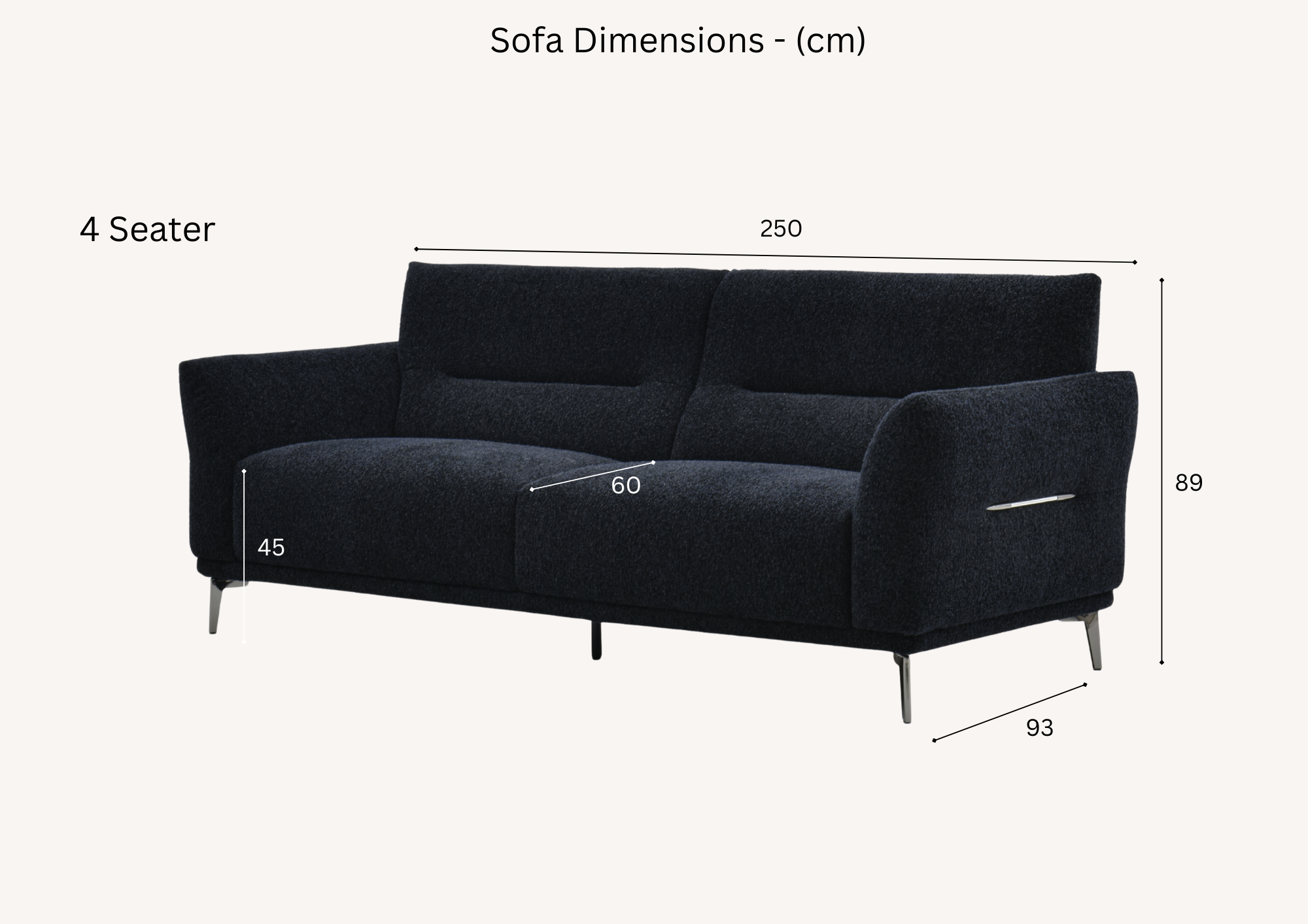 Aluxo Albany Sofa  Black Lux Boucle Fabric