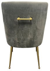 Milan Dining Chair Gold Handle Gold Legs Grey and Ivory
