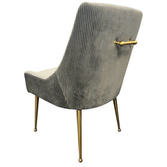 Milan Dining Chair Gold Handle Gold Legs Grey and Ivory