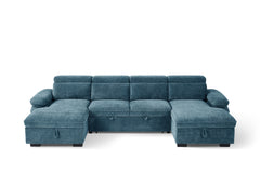 Hudson U shape Sofa bed with Storage Blue Grey Beige Olive