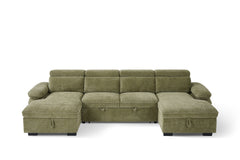 Hudson U shape Sofa bed with Storage Blue Grey Beige Olive