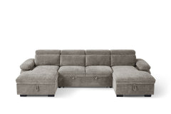 Hudson U shape Sofa bed with Storage Blue Grey Beige Olive