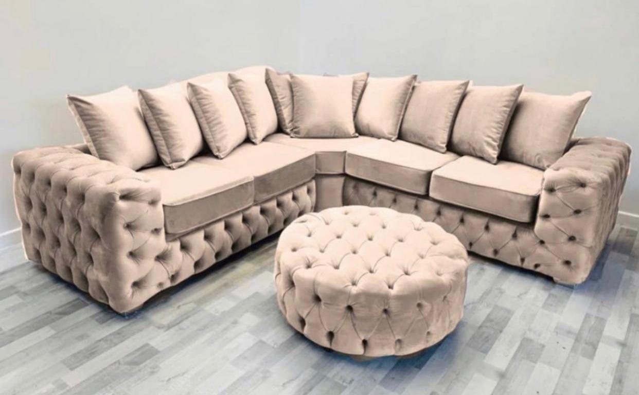 Ashley Chesterfield Upholstered Velvet Scatter back Cushion Sofa - Estelle Decor