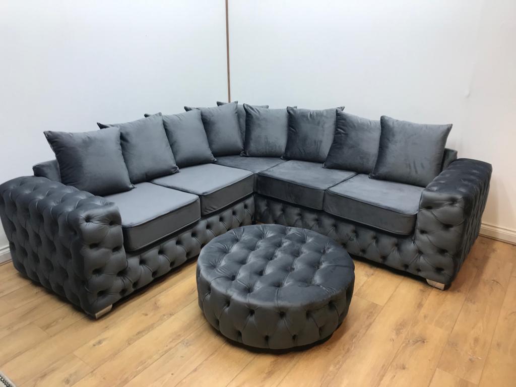 Ashley Chesterfield Upholstered Velvet Scatter back Cushion Sofa - Estelle Decor