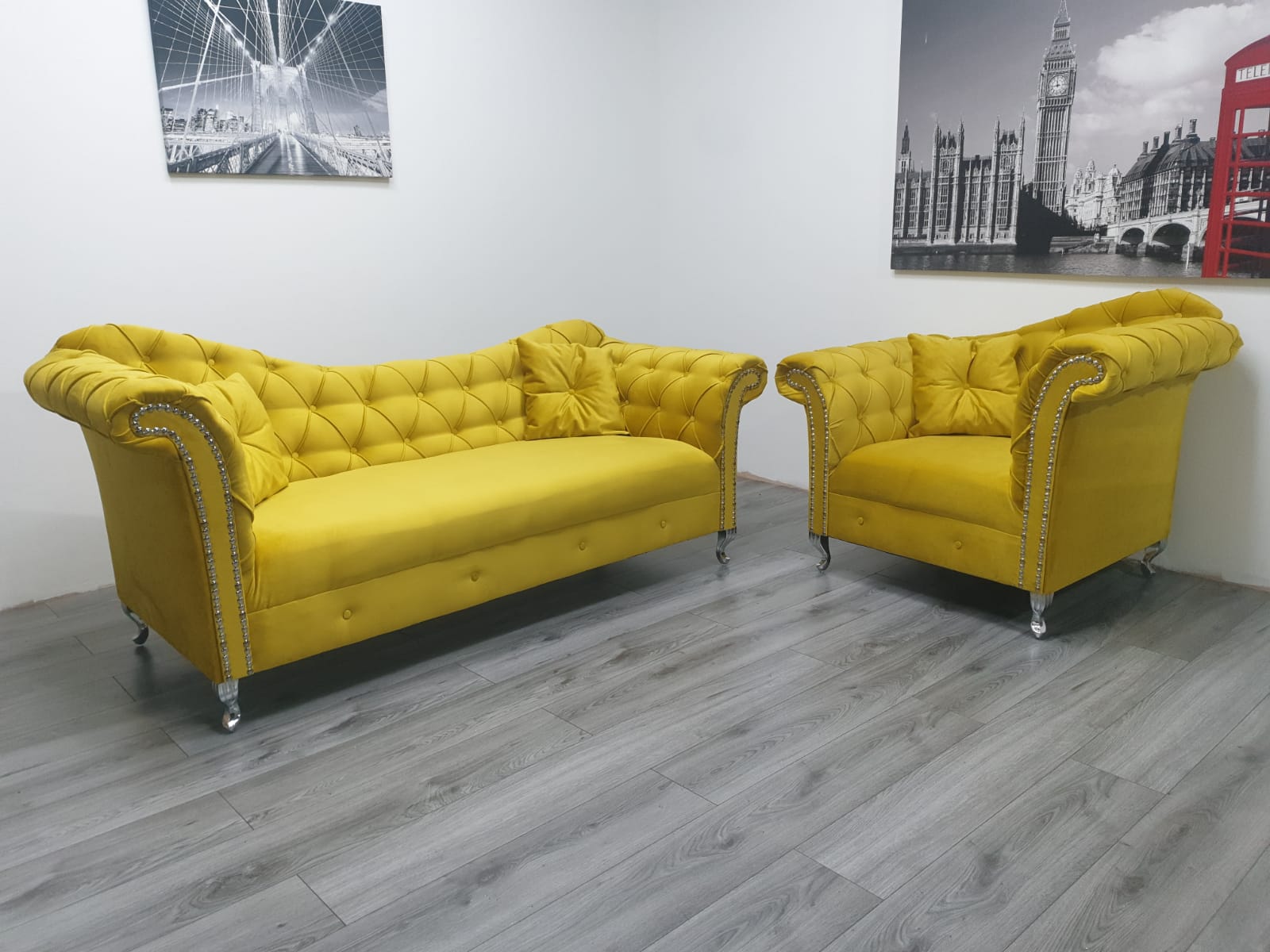 Stella Curved arm upholstered Velvet Sofa Baroque Style - Estelle Decor