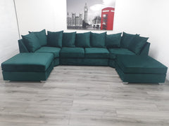Easton U Shaped Sofa Soft Velvet Fabric - Estelle Decor