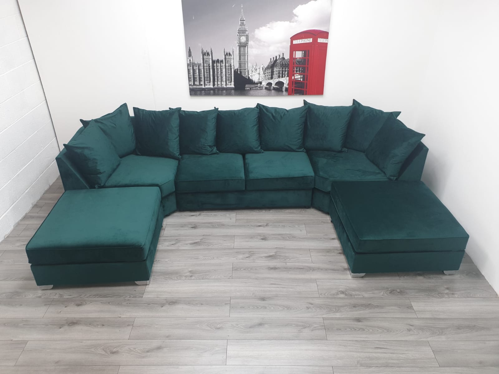Easton U Shaped Sofa Soft Velvet Fabric - Estelle Decor