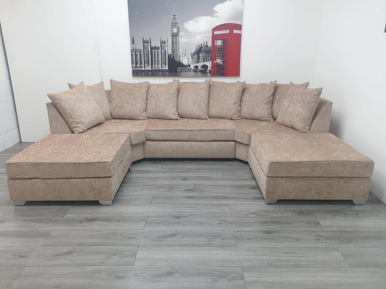 Easton U Shaped Sofa Soft Velvet Fabric - Estelle Decor