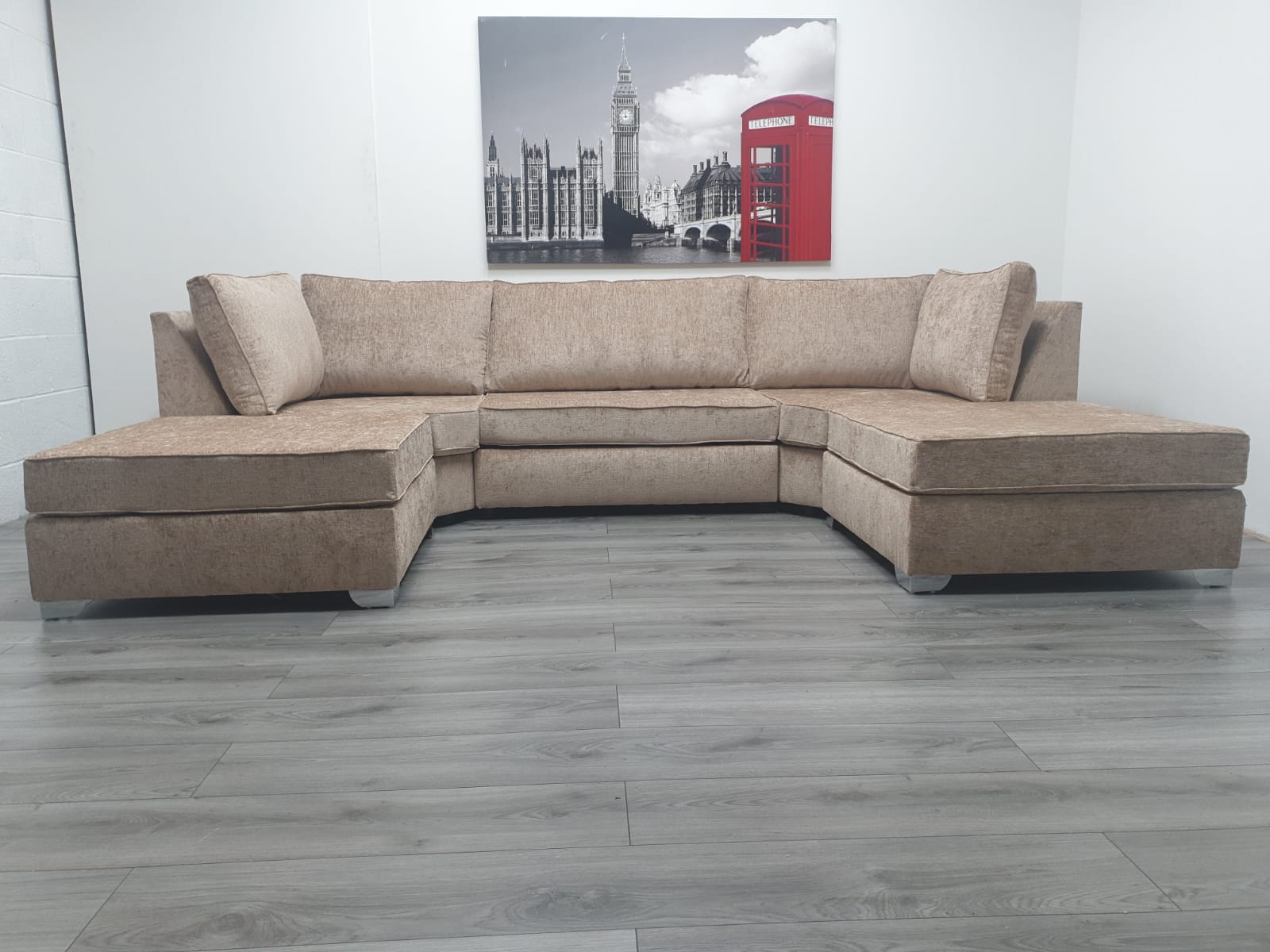 Easton U Shaped Sofa Soft Velvet Fabric - Estelle Decor