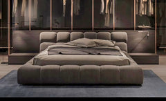 Cubed Mini Ambassador platform bed low headboard upholstered bed frame