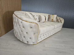 Ambassador Chesterfield Sofa with Gold or Silver Trim