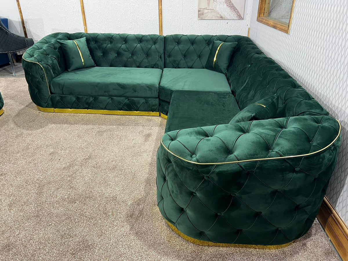 Ambassador Chesterfield Sofa with Gold or Silver Trim
