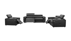 Somerville Electric Leather Recliner Sofa – Black & Tan | USB & Cup Holders | 3 Seater, 2 Seater & Armchair