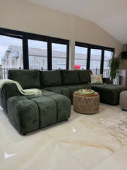 Shanghai Bubble U Shape Sofa Bed Soft Chenille Fabric Grey Beige Green